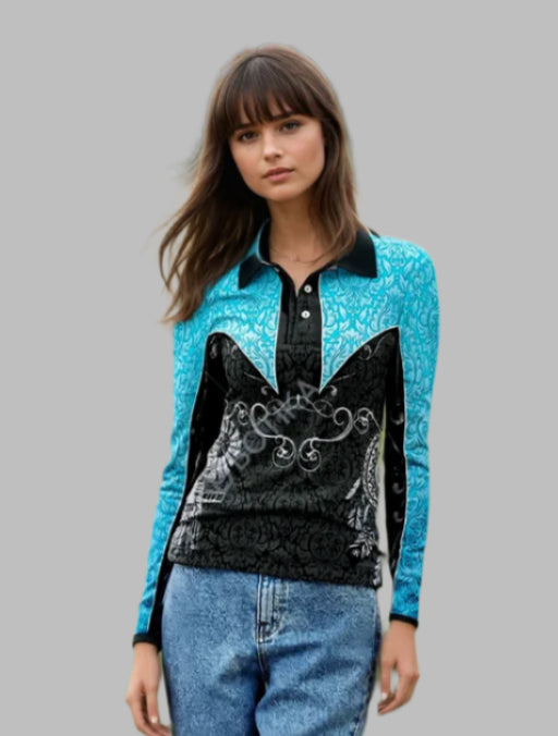 Cowgirl Tough Teal Polo shirt
