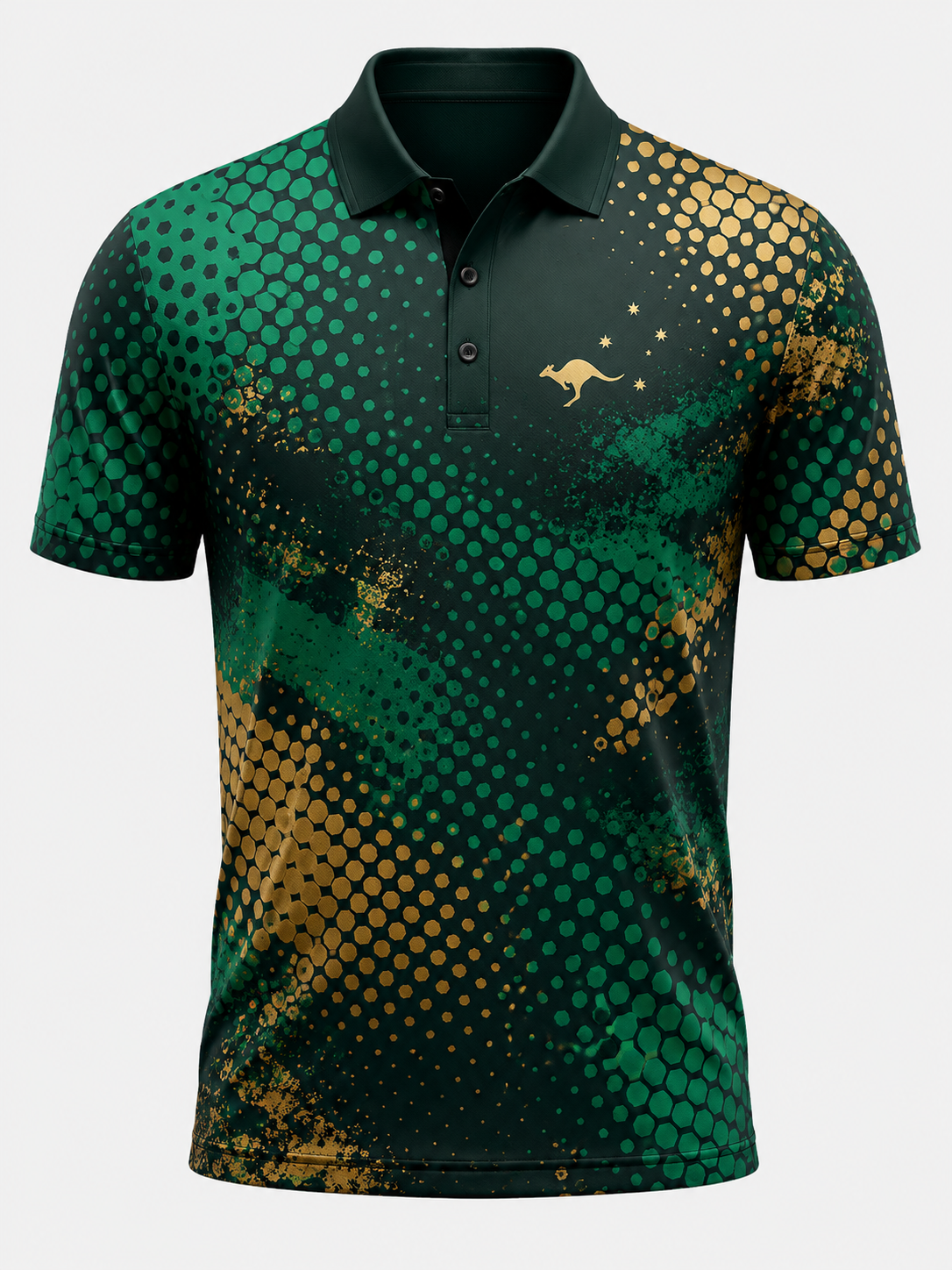 Kangaroo Golf Polo Green and gold