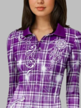 Kids Cowgirl Barrel Racing Purple Polo shirt