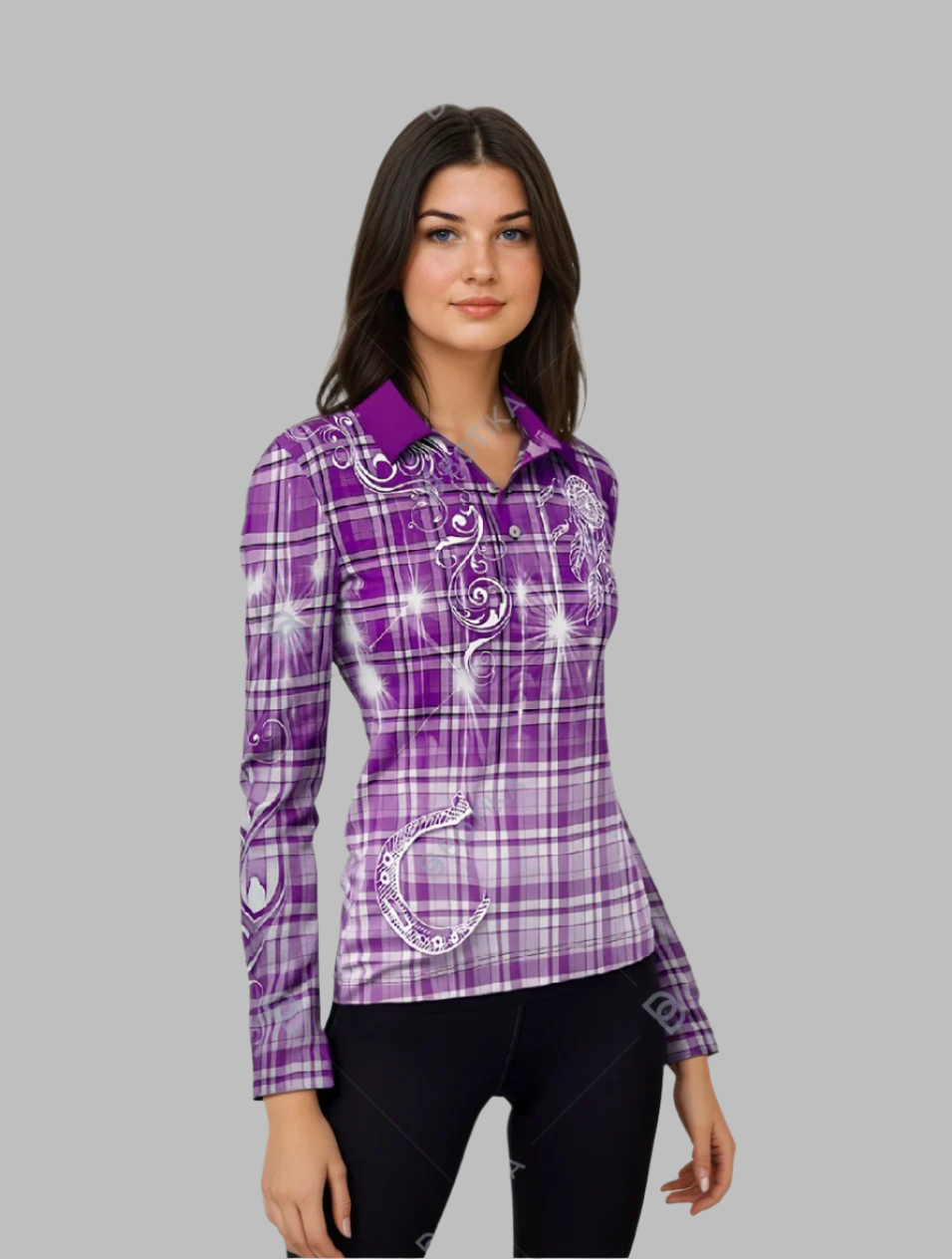 Kids Cowgirl Barrel Racing Purple Polo shirt