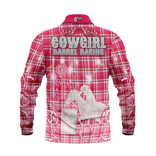Cowgirl Barrel Racing Pink Polo shirt