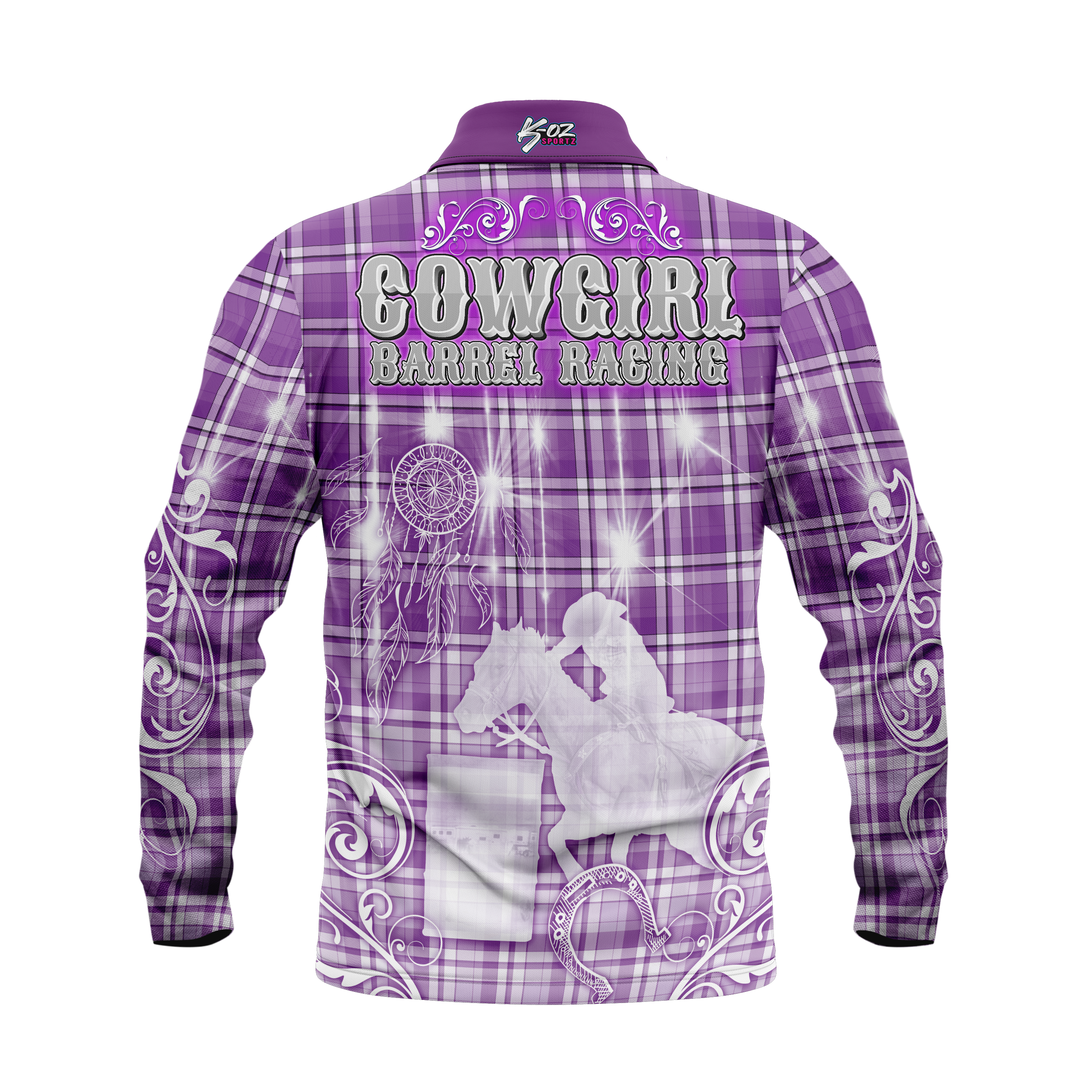 Kids Cowgirl Barrel Racing Purple Polo shirt