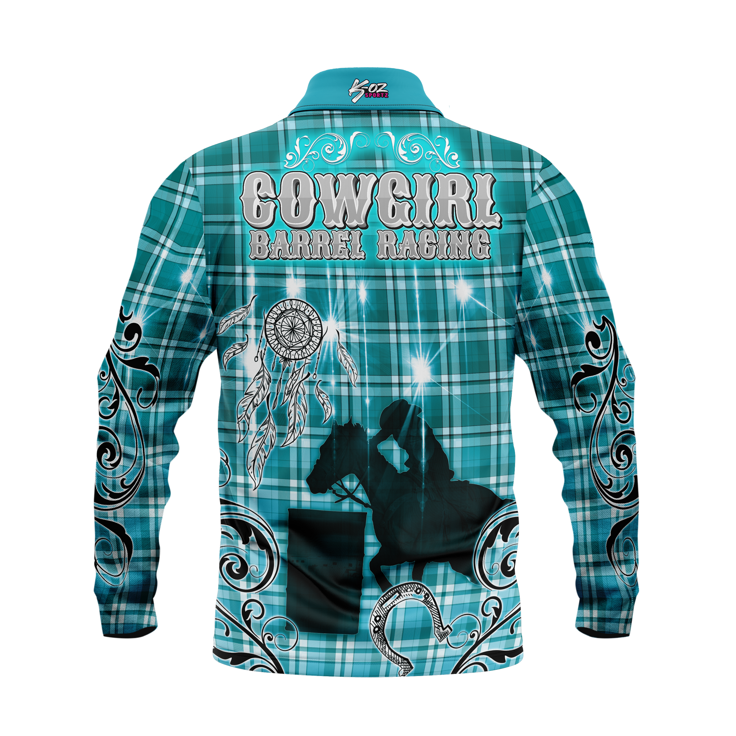 Cowgirl Barrel Racing Teal Polo shirt