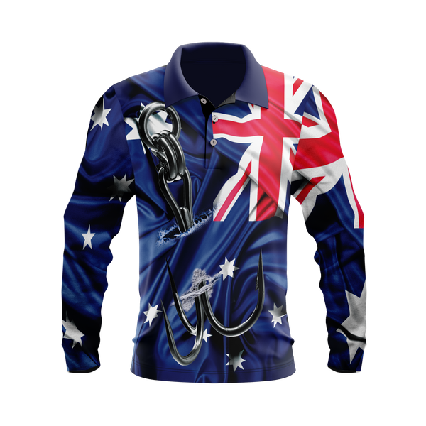 Aussie Hooked up Kids Fishing Shirt UV50+ Quick dry Customisable
